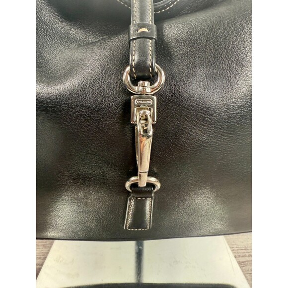Vintage COACH Hamptons 7778 Hobo Clip Black Leather Stitching EXCELLENT - Picture 8 of 17